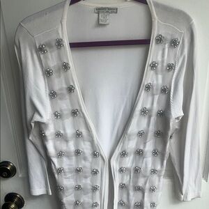 DEFECTS Roberto Cavalli White Cardigan with Silver Embellishments